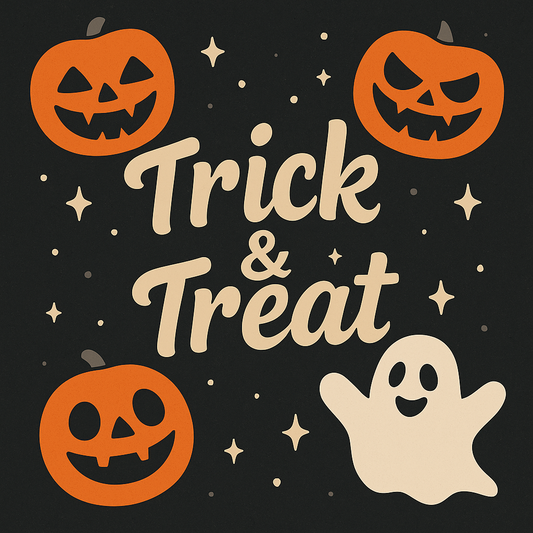 Spooky Halloween gag gifts illustration with pumpkins, ghosts, and playful trick or treat theme