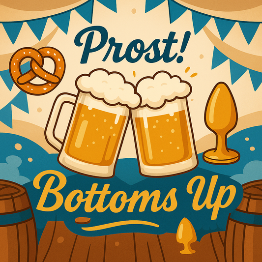Funny Oktoberfest gag gift with Prost and Bottoms Up beer theme