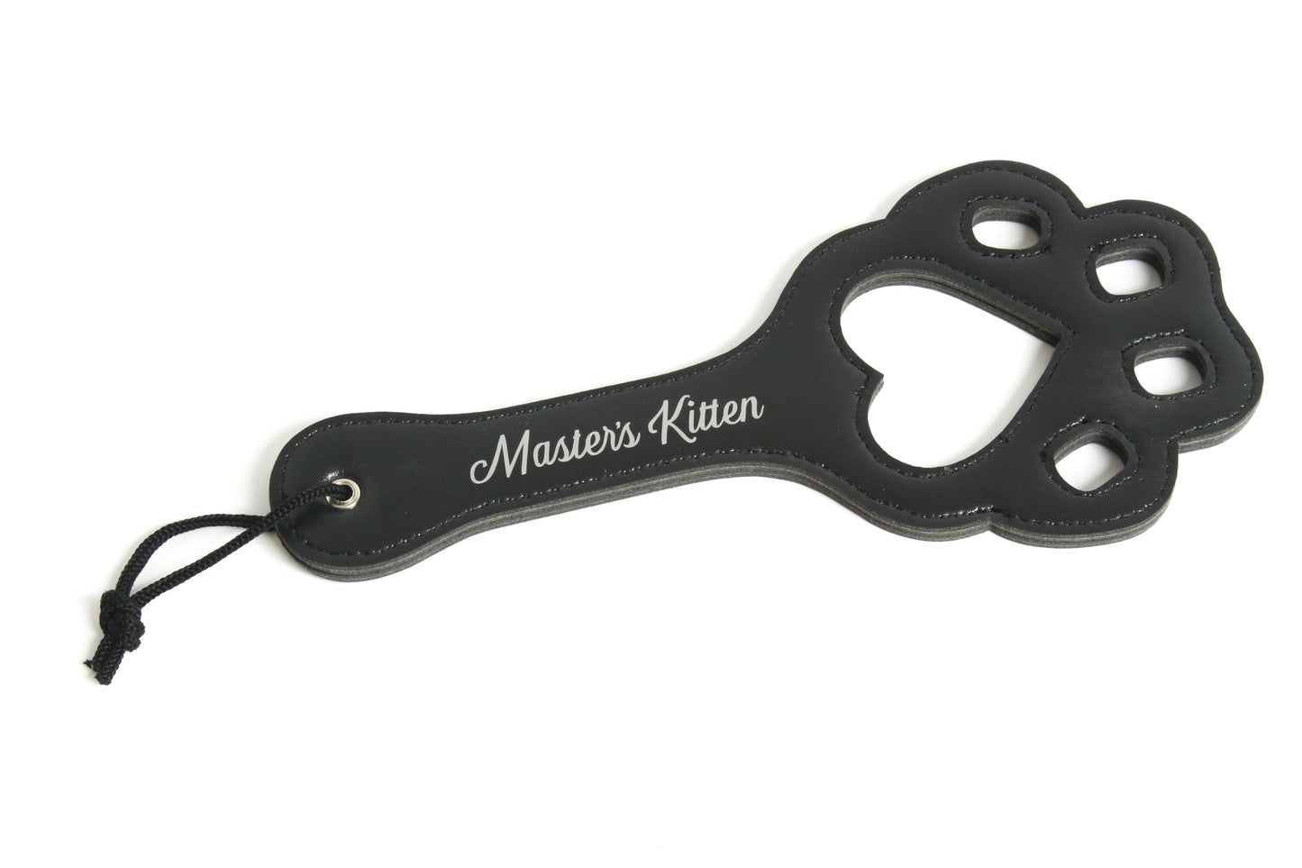 Kitten paw print black spanking flogger