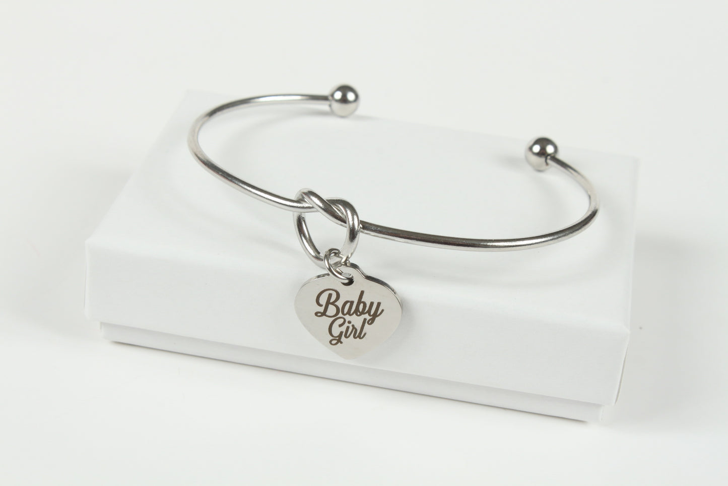 heart bracelet with baby girl engraving