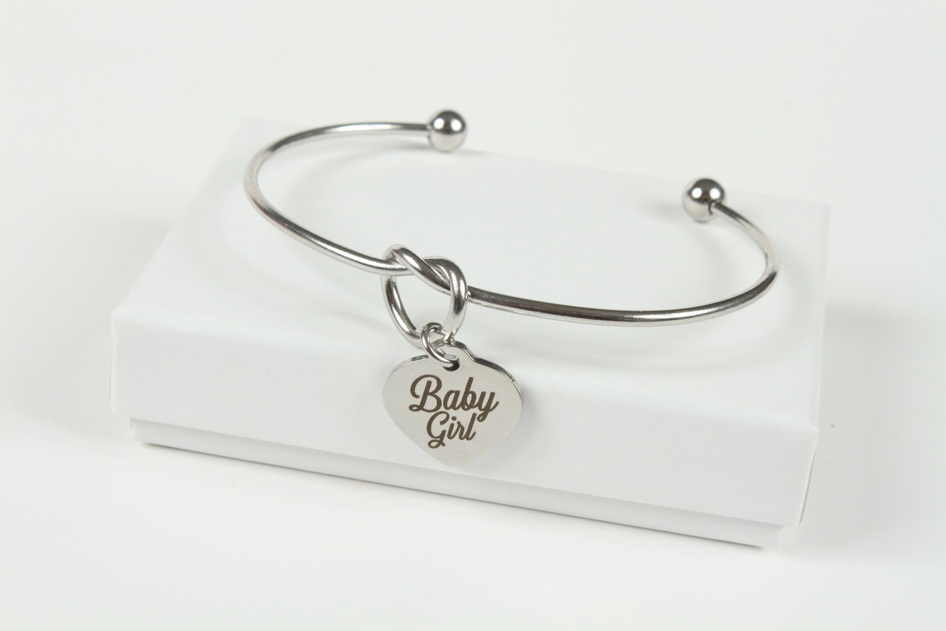 heart bracelet with baby girl engraving