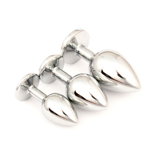 back picture of set of three custom butt plugs showing size comparissons