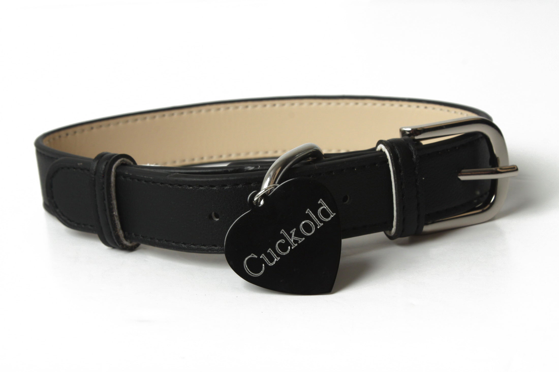 Collared Land Cuckold Collar - Black Leather