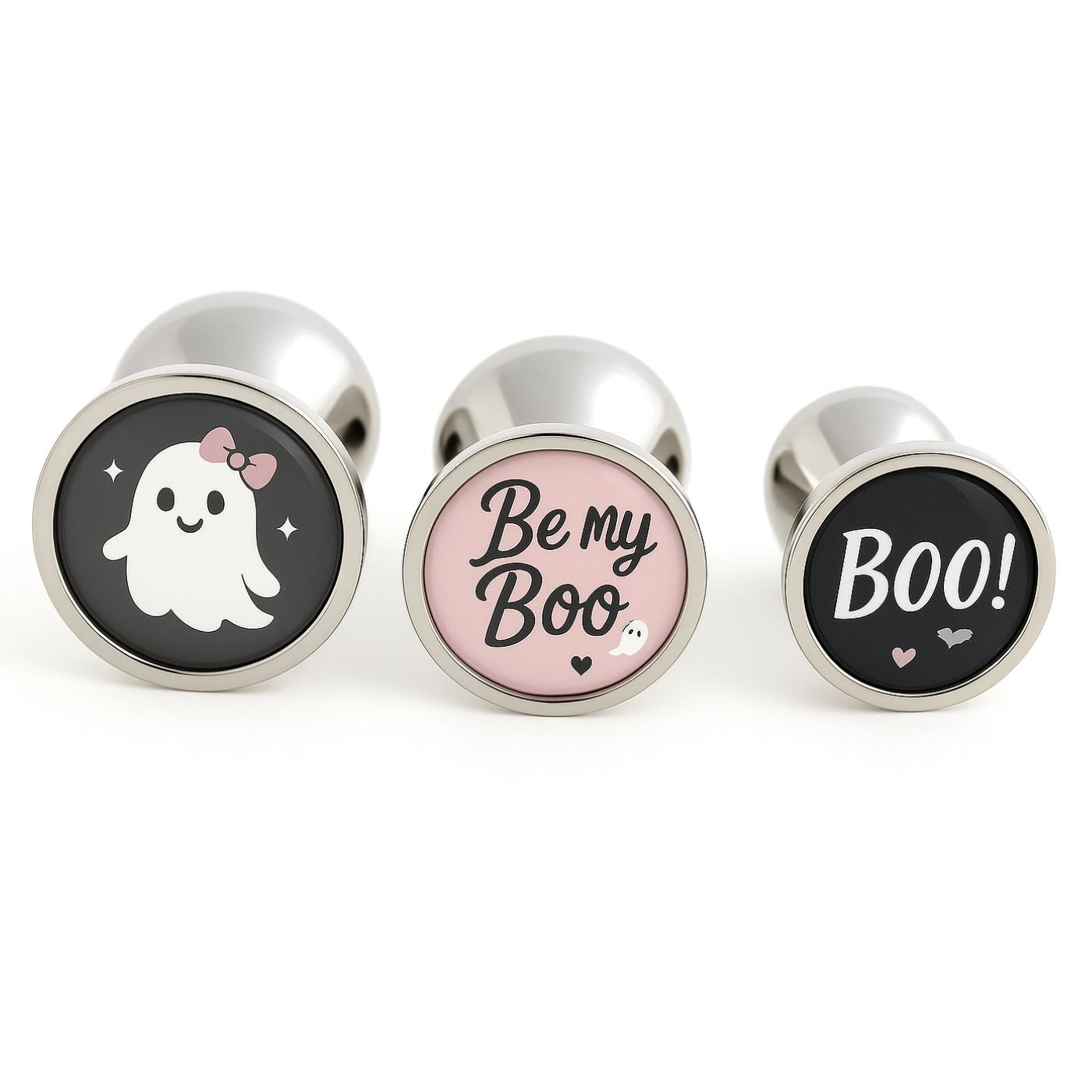 Set of three ghost Halloween butt plugs – spooky anal toys in small, medium, and large sizes