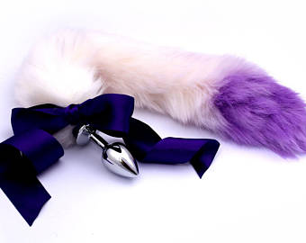 Kitty Tail Butt Plug Blue Dip-Dyed | DDLG Land Kitty Tail Butt Plug Blue Dip-Dyed | DDLG Land