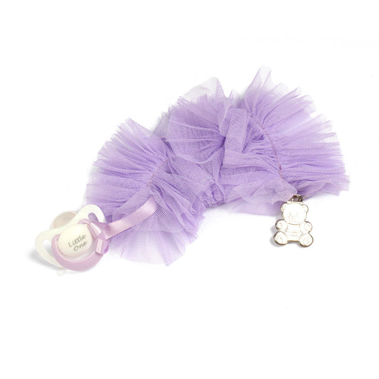 Handcrafted purple ruffle Adult paci clip for adult babies and little space