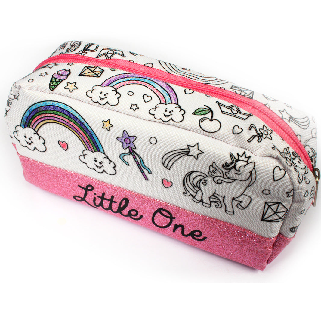 Trousse à crayons à colorier ! Trousse à crayons personnalisée pour petite fille que vous pouvez décorer vous-même. Cadeau idéal pour les tout-petits, DDLG et ABDL. Licorne