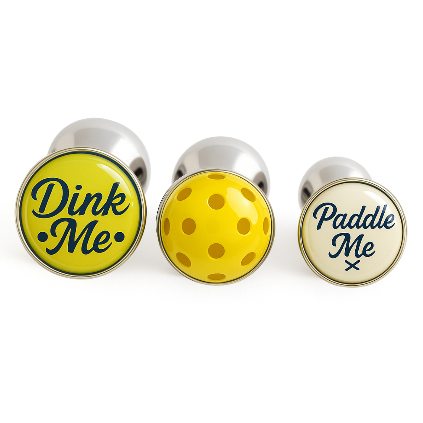 pickleball butt plugs with dink me, a pickleball and paddle me designs