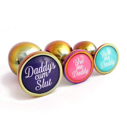 rainbow personalized buttplugs made from rainbow metal