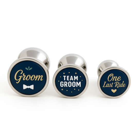 Team Groom Butt Plugs – Naughty Bachelor Party Gift with quotes groom, team groom and one last night to make his last night of freedom completely unforgettable