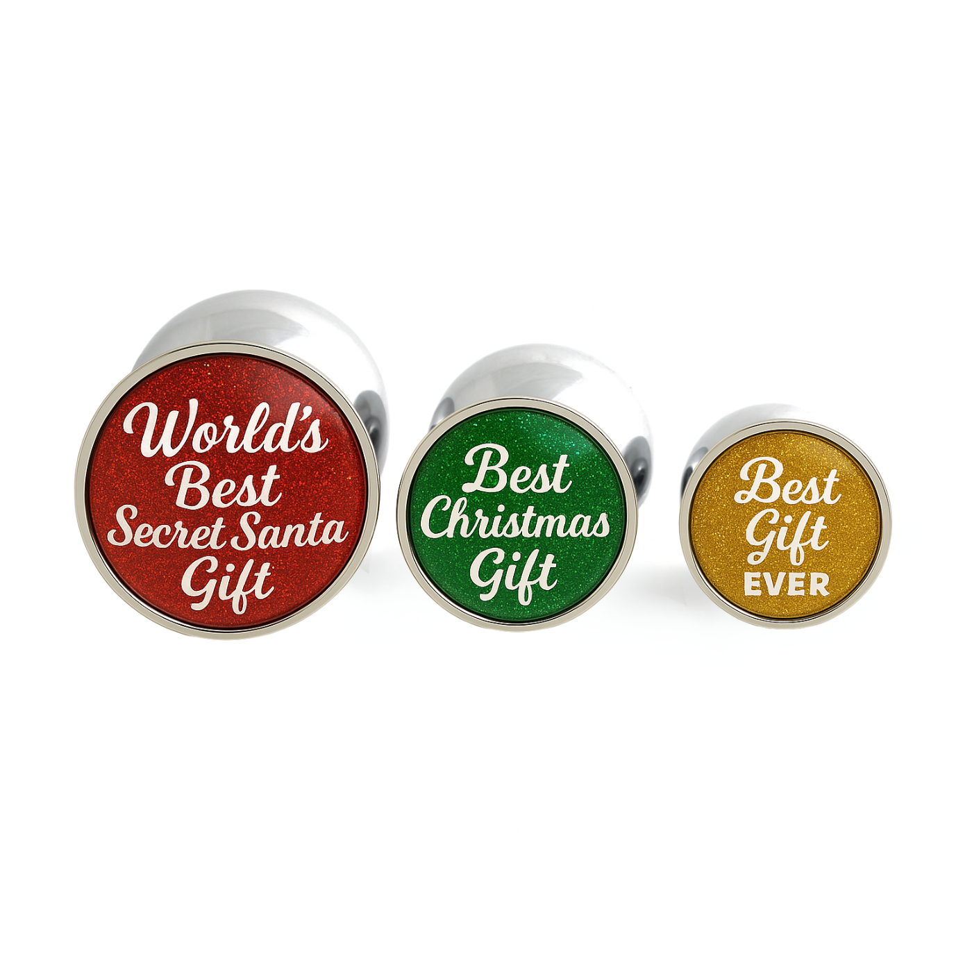 World’s Best Secret Santa Gift Butt Plug Set featuring best christmas gift, and best gift ever quotes!